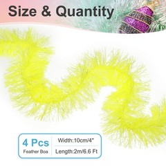 6.6Ft Feather Boa, 4 Pcs Artificial Fluffy Feather Boas, Fluorescent Yellow