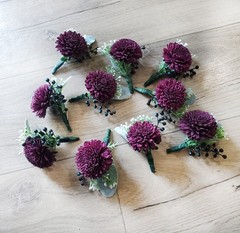Plum Navy Blue Bridal Bouquet Sola Wood Flower Fig Purple Bridesmaid Wedding