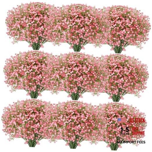 Pcs Baby Breath Artificial Flowers Bulk Artificial Baby Breath 50 Pink