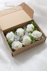 Wedding Ivory Rose Boutonniere Bundle – Set of 6
