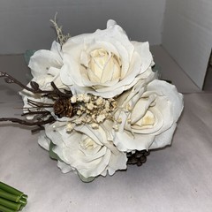 Rustic Cream/ivory Rose Wedding Boutique Set Natural Brown Accents Artificial