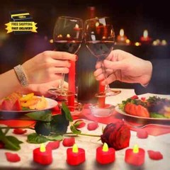 1000 Pieces Artificial Red Rose Petals with 24 Pieces Heart Romantic Flameless L