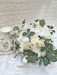 Elegant White Bridal Cascading Bouquet for Boho Rustic Weddings & Anniversaries