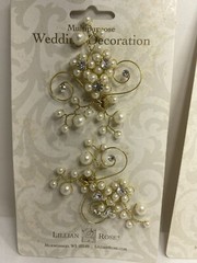 GOLD PEARL DIAMOND WEDDING DECORATIONS BY: Lillian Rose PAIR OF 2