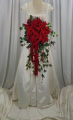 Christmas Poinsettia Waterfall Faux Silk Wedding Bouquet