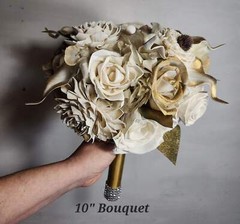 Champagne Gold Ivory Rose Calla Lily Sola Bridal Wedding Bouquet Accessories