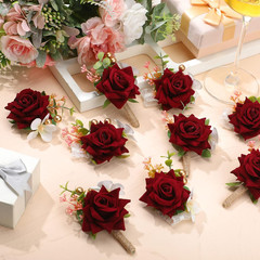 40 Pcs Rose Wrist Corsage and Boutonniere Set Wedding Corsage Wristlet Bride Bri