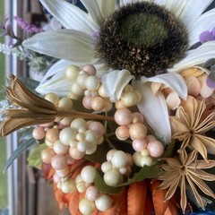 Beautiful Bridal Wedding Bouquet Budget Handmade Faux Floral Blue Orange Purple