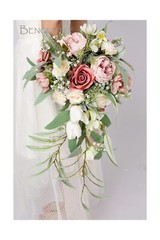 12 Inch Dusty Rose Bridal Bouquet, Cascading Bouquet,Wedding Bouquet,for Wedd…
