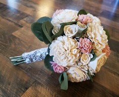 Dusty Rose White Bridal Bouquet Blush Pink Artificial Sola Wood Wedding Flowers