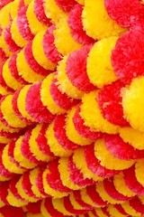 100 PC Wedding hanging Garland Indian Marigold Yellow With Red flower Wall Decor