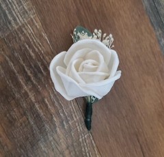 Dusty Blue Sage Bridal Bouquet Hydrangea Succulent Sola Wood Wedding Flowers