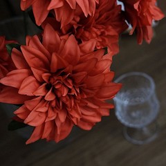 2 DUSTY ROSE 20″ Artificial Dahlia SILK FLOWER BUSHES Wedding Party Decorations