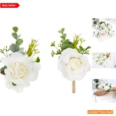 Elegant White Corsage & Boutonniere Set for Weddings & Proms – 1 Piece Each