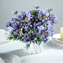 4 LAVENDER 11″ Daisy Bushes Faux SILK FLOWERS Wedding Party Events Home Supplies