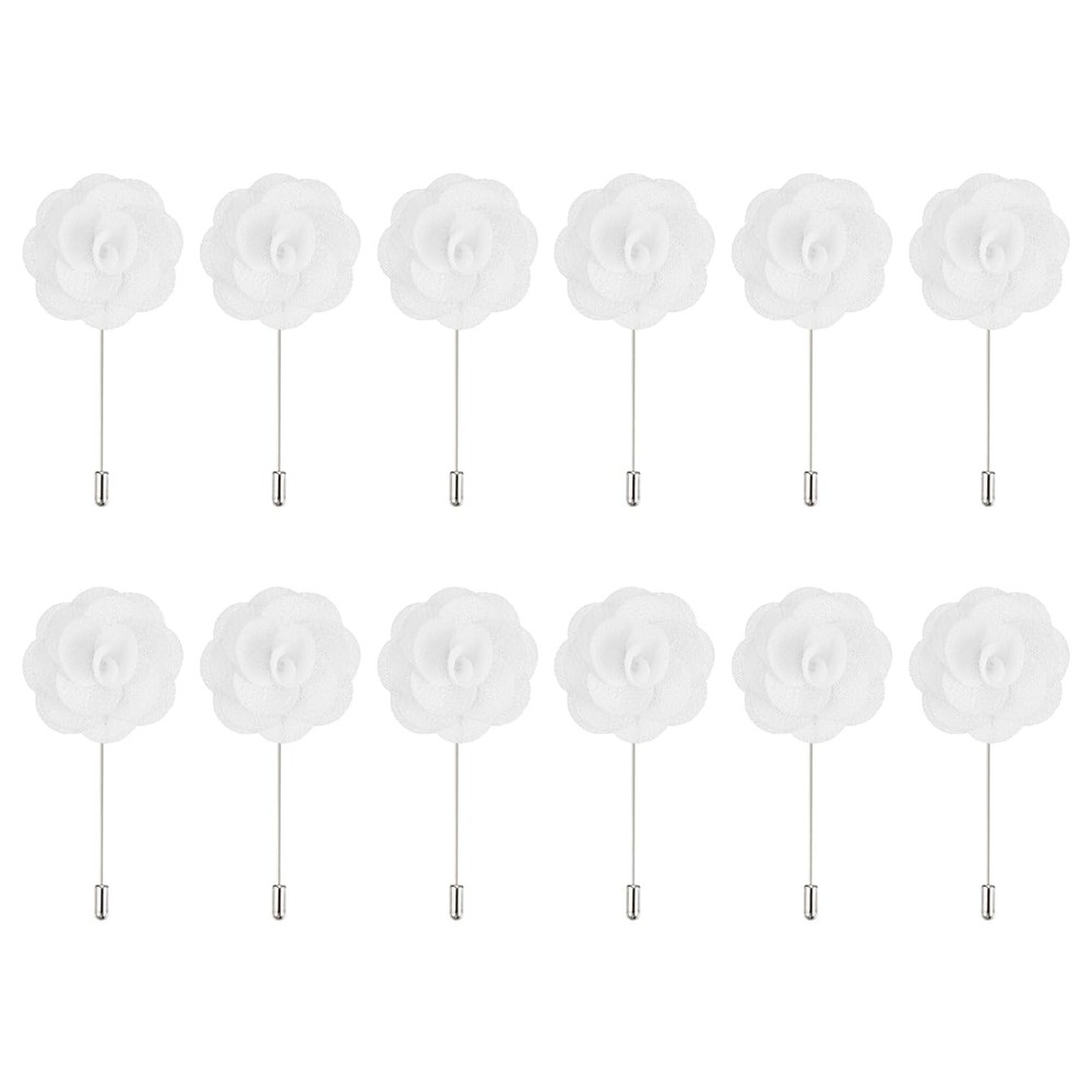 12Pcs Rose Boutonniere Pins Groom Wedding Boutonnieres for Men