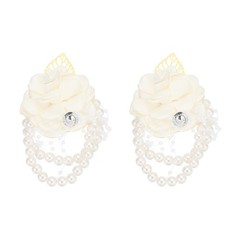 2 Pcs Rose Bridesmaid Wrist Flower Artificial Bride Wrist Cream Color