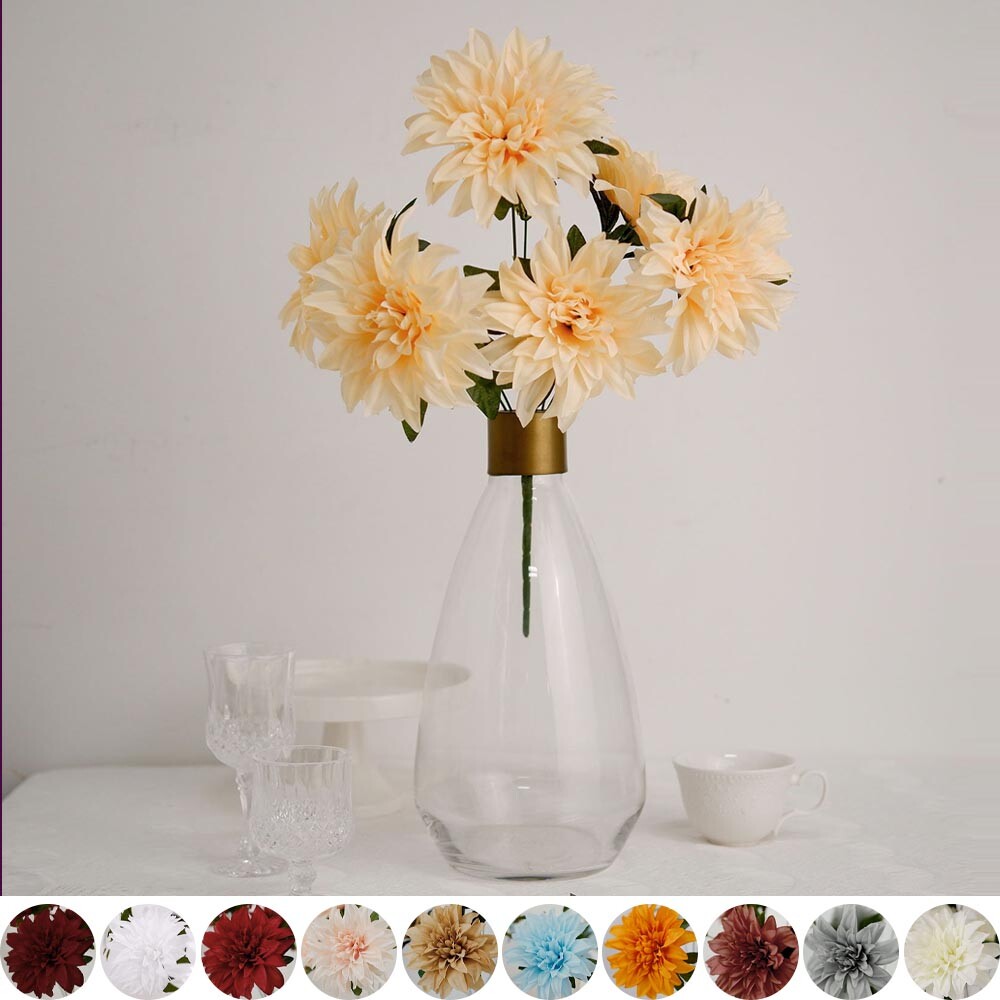 2 pcs 20″ Artificial Dahlia Silk Flowers Bushes Wedding Party Events Decorations