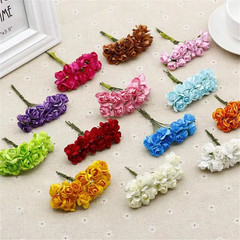 144PCS 1.5 Cm Artificial Mini Paper Rose Bouquet for Scrapbooking for Wedding Pa
