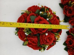 Artificial Red Rose Kissing Ball Bouquets Set of 5 Wedding Centerpieces Silk
