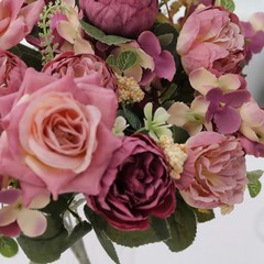 DUSTY ROSE 2 Bouquets 12″ SILK FLOWERS Assorted Artificial Floral Bushes Party