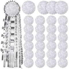 28 Pcs Homecoming Mum Flower Decoration 6.5/4.5 Inches Silver/White