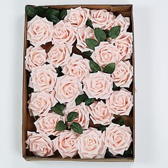 24 BLUSH 5″ FOAM ROSE Flowers Stems Party Wedding Events Decorations Supplies