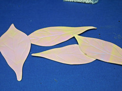 Wedding craft supplies – beads, wired ribbon with beads, leaves, clear doves