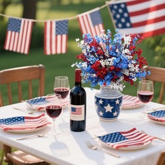 DoubleWood 4 of July Decor Artificial Flowers Indoor, 10PCS Red White and Blu…