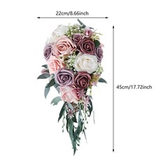 Cascading Bridal Bouquet, Artificial Flowers Rustic Boho Tossing Bouquet for