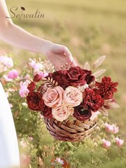 Artificial Flowers Burgundy Pink Fake Flowers for 1 Box Classic Burgundy Pink