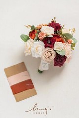 Ling’s Moment Terracotta Bridal Bouquet for Bride, Burnt Orange Wedding Bouqu…