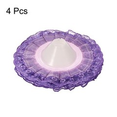 4Pcs Lace Bouquet Collar DIY Decoration Bridal Bouquet Holder for Wedding Purple