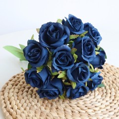 12 Head Artificial Silk Rose Bridal Bouquet Party Home Wedding Decor Cozy Winter
