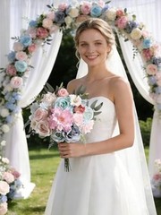 Artificial Flowers Roses Fake Flowers with Stems Blue Pink Artificial Blue&pink