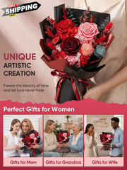 Bessol Flowers for Delivery Preserved Small, Red Flower Bouquet