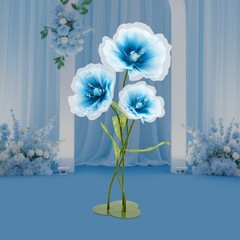 Artificial Flowers 3pcs Light Blue Wedding Aisle Decor With Base Adjustable Stem