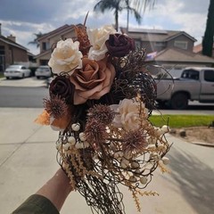 Rustic Boho Cascading Artificial Flower Bridal Bouquet / Lings Moments / wedding