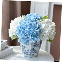 Hydrangea Artificial Flowers 4 Pcs 2 White 2 Light Blue 21 White Light Blue