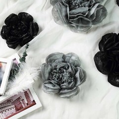 6 pack 7″ 9″ 11″ Black and Charcoal Grey Tissue Paper Peony Flowers Backdrop