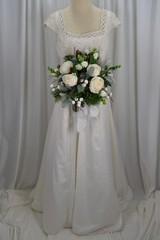 Woodsy Winter White Faux Silk Wedding Bouquet