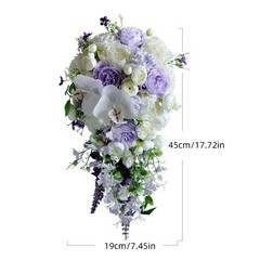 Water Drop Bridal Bouquet Waterfall Artificial White Purple Flower Wedding Props