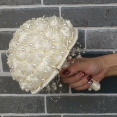 Luxury Ivory Crystals Artificial Roses Wedding Bridal Bouquet Bride Hand Flower