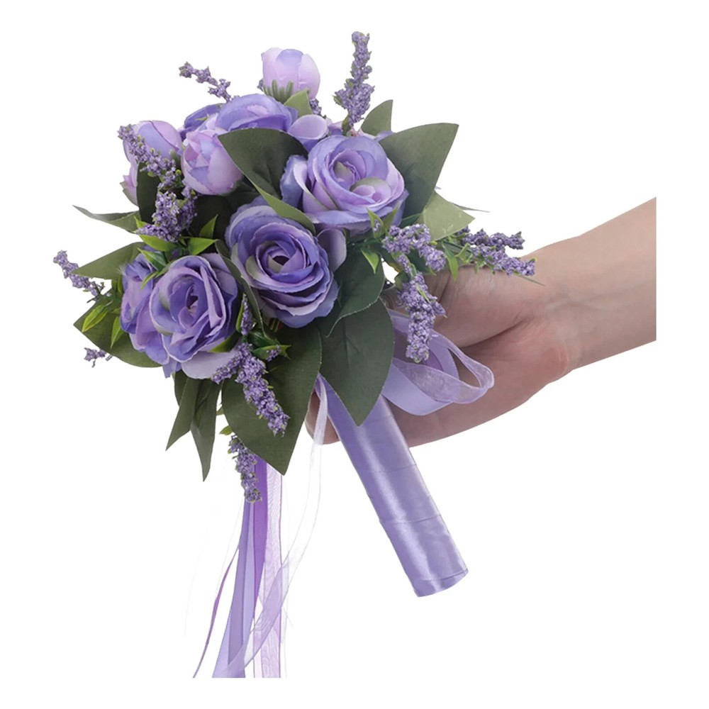 Royal Purple Wedding Bouquet for Bride Artificial Flower Bridal Bouquet