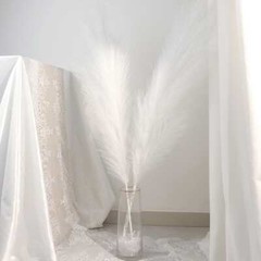 3 WHITE 44″ ARTIFICIAL Pampas Grass SPRAYS Faux Plant STEMS Party Decorations