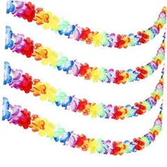 Pack Lei Hawaiian Flowers Garland 20 Feet Each Tropical Multicolor Tropical 4