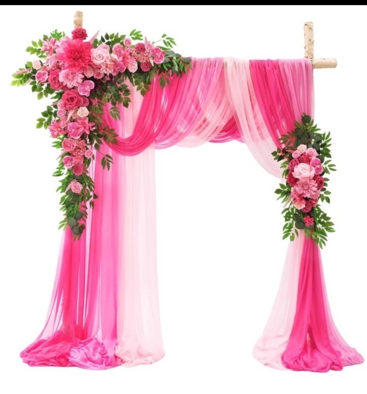 Wedding Arch Flowers with Drape Kit (Pack of 5) – 2Pcs Artificial Flower Swag wi