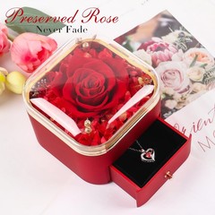 Beferr Gifts for Mom Preserved Real Rose with Red Necklace 40.64 cm, B
