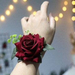 Bracelet Bead Prom Wrist Party Wedding Decor Bridesmaids Pearl Corsage Flower