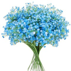 24 Pcs Fake Baby Breath Artificial Flowers 20.5 Inch Real Touch Gypsophila Blue